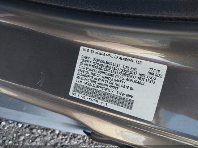 2017 HONDA ODYSSEY EX-L 9