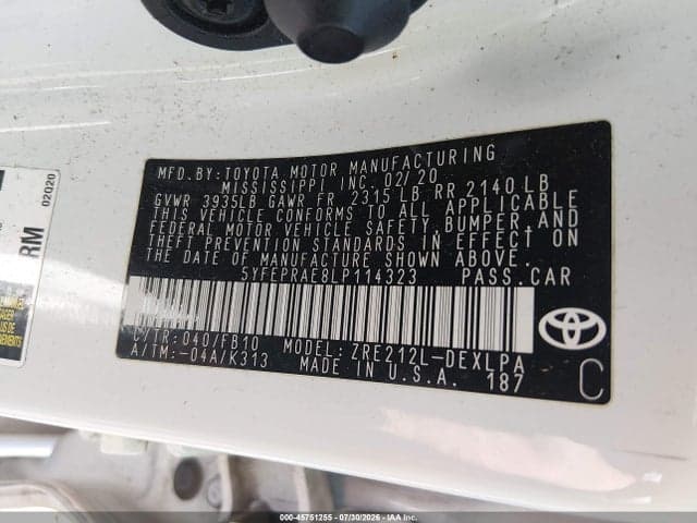 2020 TOYOTA COROLLA LE 9