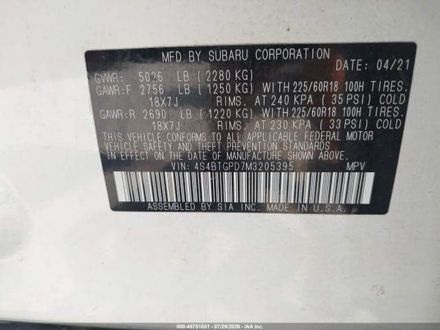2021 SUBARU OUTBACK TOURING XT 9