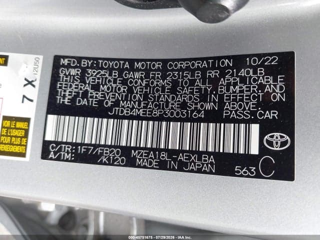 2023 TOYOTA COROLLA LE 9