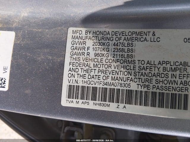 2021 HONDA ACCORD SPORT 9