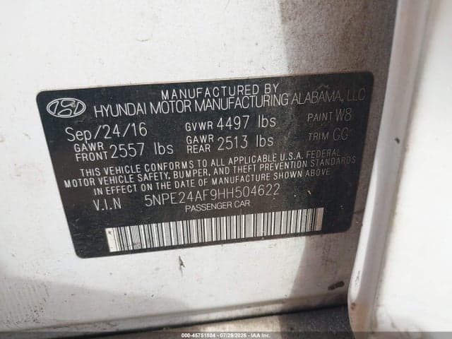 2017 HYUNDAI SONATA 9