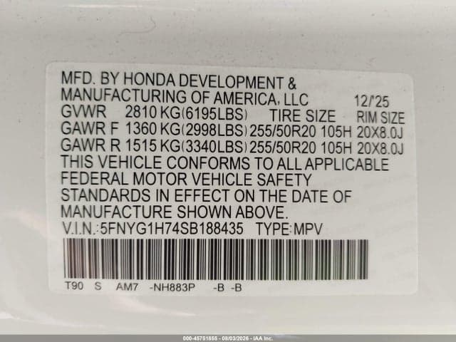 2025 HONDA PILOT TOURING 9