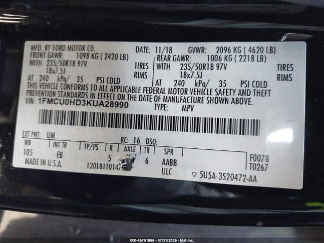 2019 FORD ESCAPE SEL 9