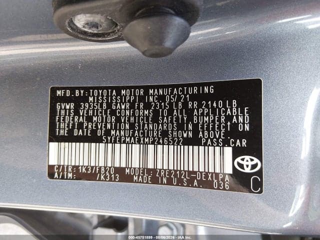 2021 TOYOTA COROLLA LE 9