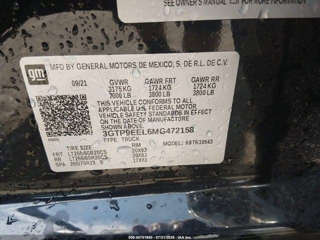2021 GMC SIERRA 1500 4WD SHORT BOX AT4 9