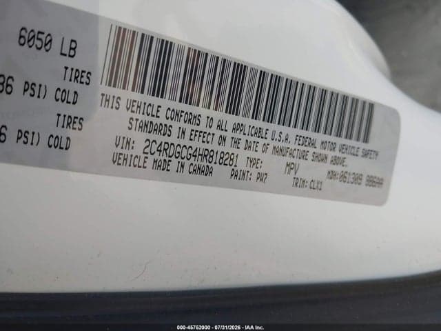 2017 DODGE GRAND CARAVAN SXT 9