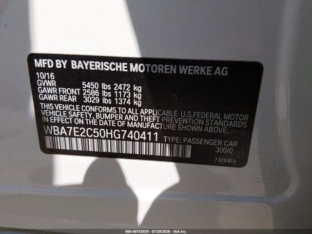 2017 BMW 740I 8