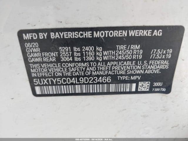 2020 BMW X3 XDRIVE30I 9