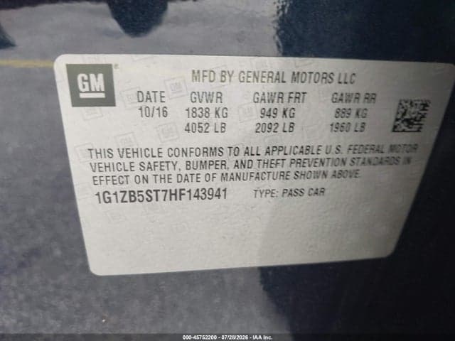 2017 CHEVROLET MALIBU LS 9
