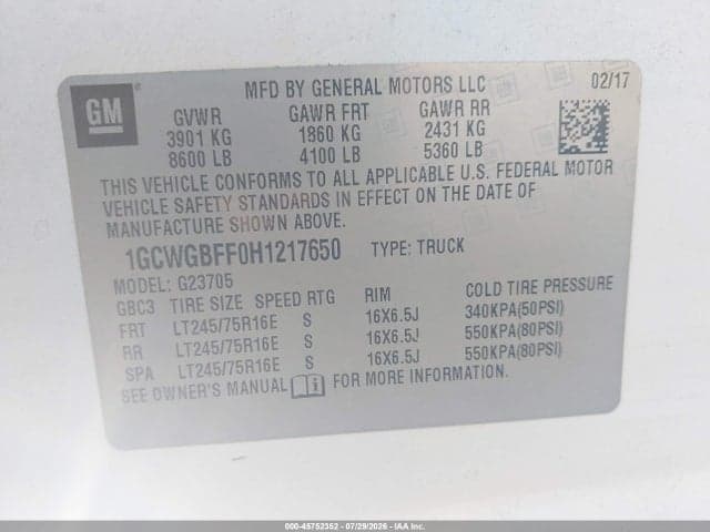 2017 CHEVROLET EXPRESS 2500 WORK VAN 9
