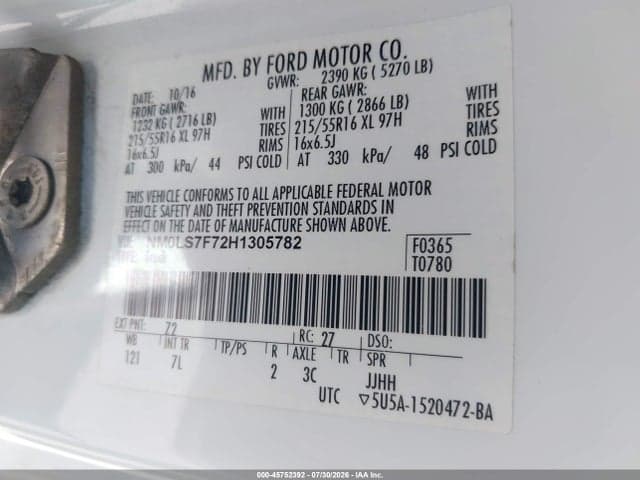 2017 FORD TRANSIT CONNECT XLT 9