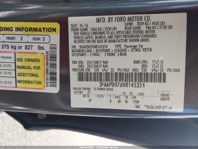 2017 FORD FUSION SE 9