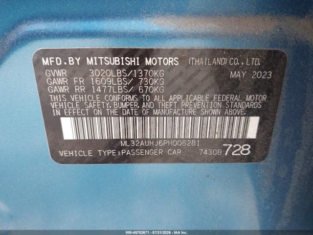 2023 MITSUBISHI MIRAGE ES/LE 9