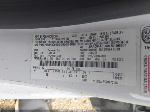 2019 FORD FIESTA SE 9