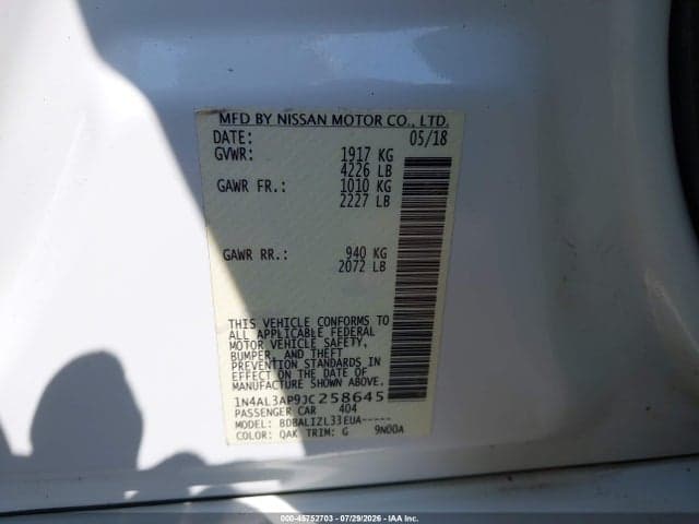 2018 NISSAN ALTIMA 2.5 SV 9