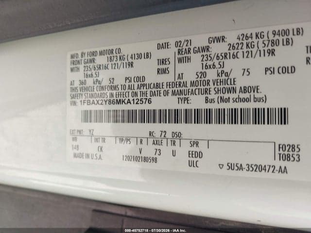 2021 FORD TRANSIT-350 9