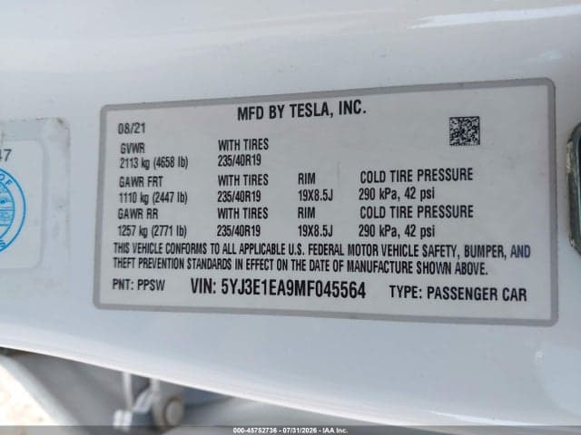 2021 TESLA MODEL 3 STANDARD RANGE PLUS REAR-WHEEL DRIVE 9