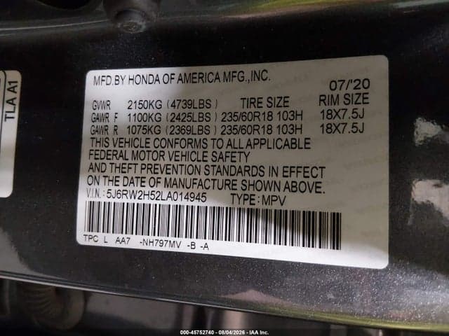 2020 HONDA CR-V AWD EX 9