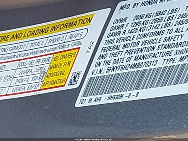 2021 HONDA PILOT AWD SPECIAL EDITION 9