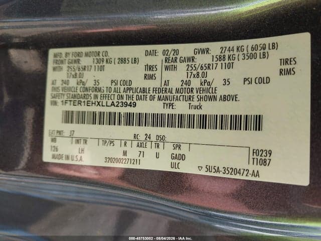 2020 FORD RANGER XLT 9