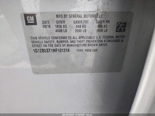 2017 CHEVROLET MALIBU LS 9