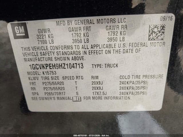 2017 CHEVROLET SILVERADO 1500 CUSTOM 9