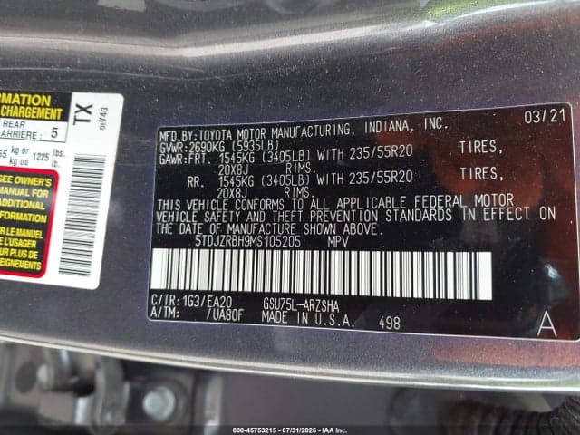 2021 TOYOTA HIGHLANDER XSE 9