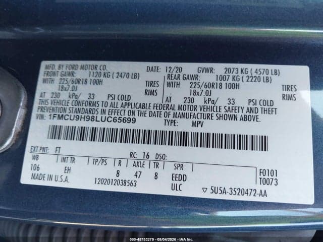 2020 FORD ESCAPE SEL 9