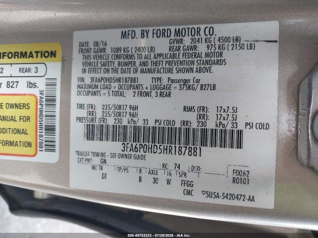 2017 FORD FUSION SE 9