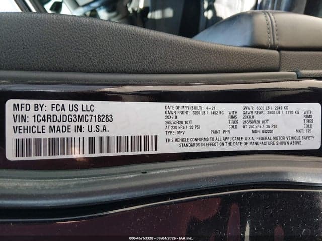 2021 DODGE DURANGO GT AWD 9