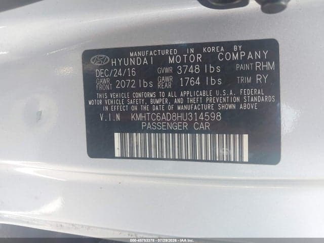 2017 HYUNDAI VELOSTER VALUE EDITION 9