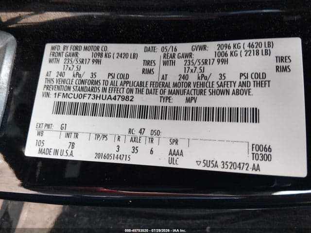 2017 FORD ESCAPE S 9