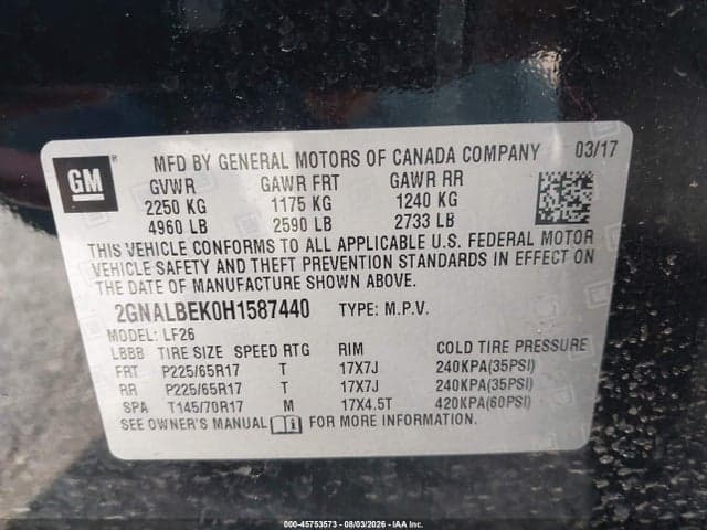 2017 CHEVROLET EQUINOX LS 9