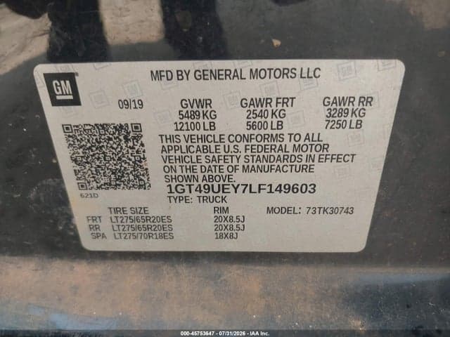 2020 GMC SIERRA 3500HD 4WD STANDARD BED SLT 9