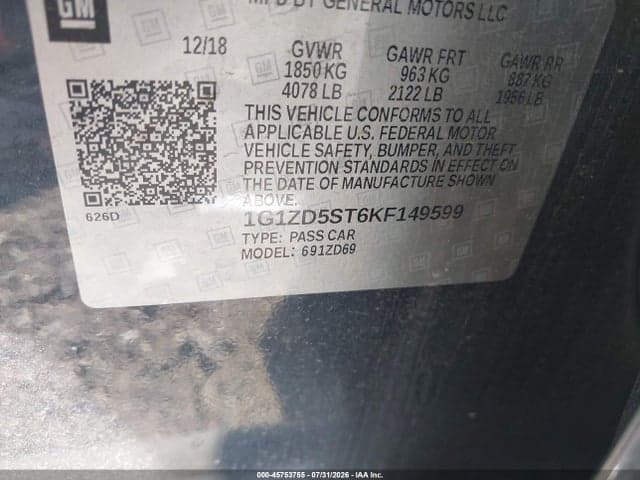 2019 CHEVROLET MALIBU LT 9