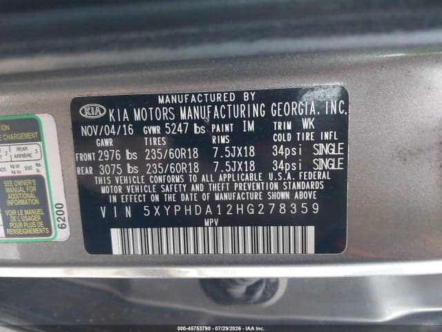 2017 KIA SORENTO 2.0T EX 9