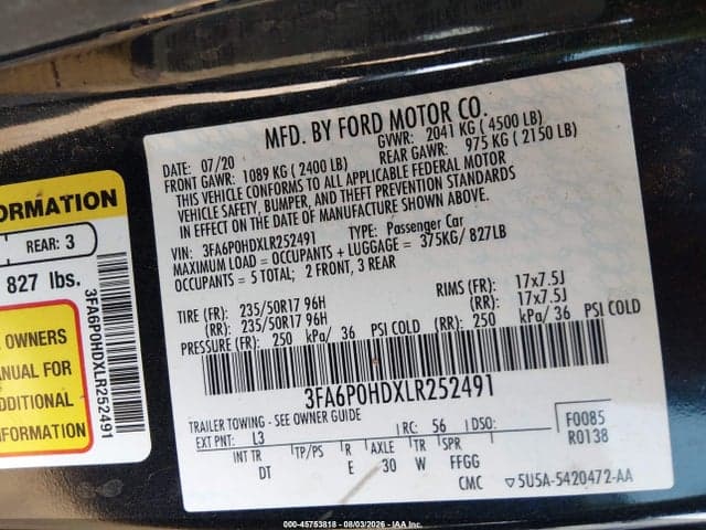 2020 FORD FUSION SE 9