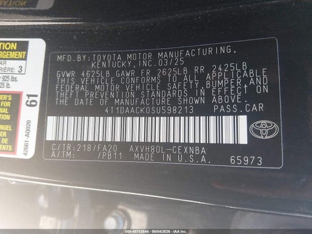 2025 TOYOTA CAMRY LE 9