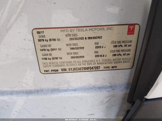 2017 TESLA MODEL X 100D/75D/90D 9
