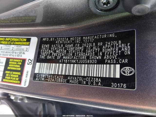 2018 TOYOTA CAMRY SE 9