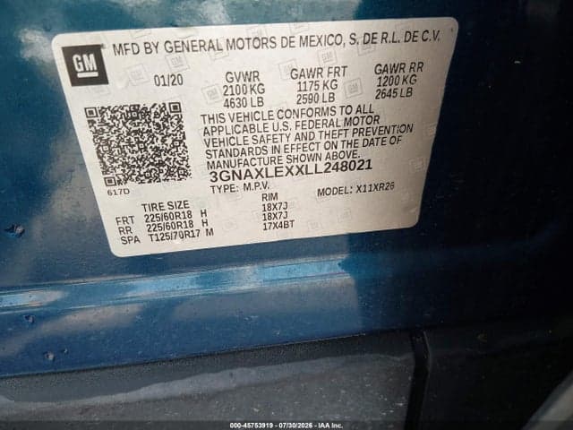 2020 CHEVROLET EQUINOX FWD LT 2.0L TURBO 9