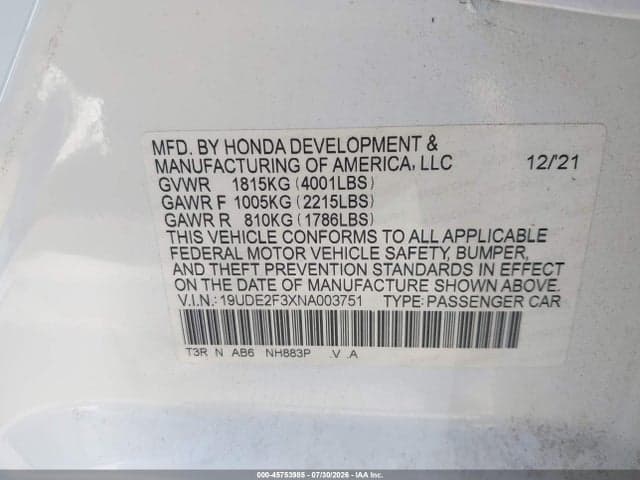2022 ACURA ILX STANDARD 9