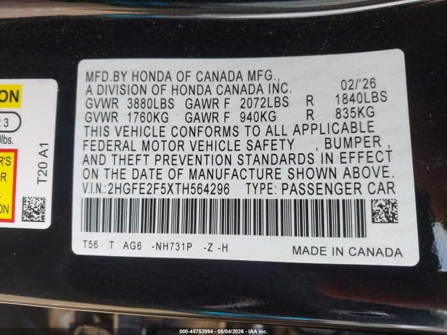 2026 HONDA CIVIC SPORT 9