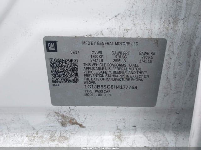 2017 CHEVROLET SONIC LS AUTO 9