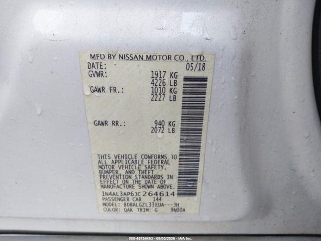 2018 NISSAN ALTIMA 2.5 S 9