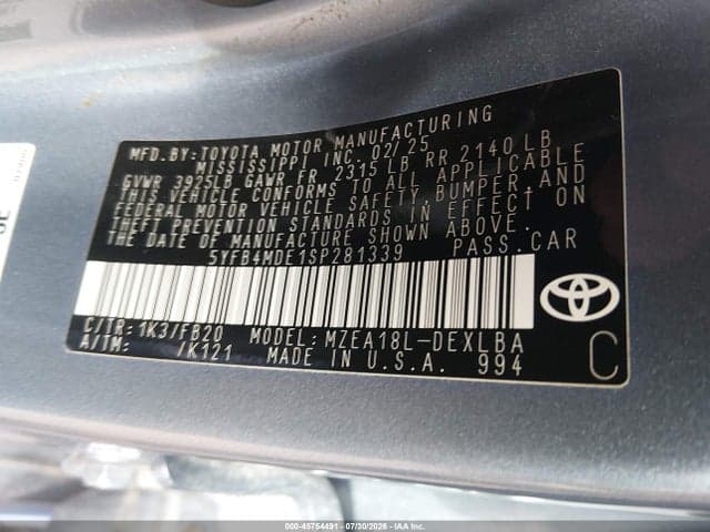 2025 TOYOTA COROLLA LE 9