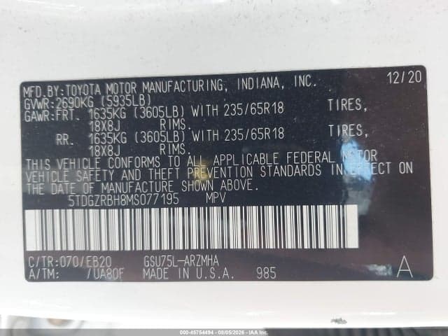 2021 TOYOTA HIGHLANDER XLE 9