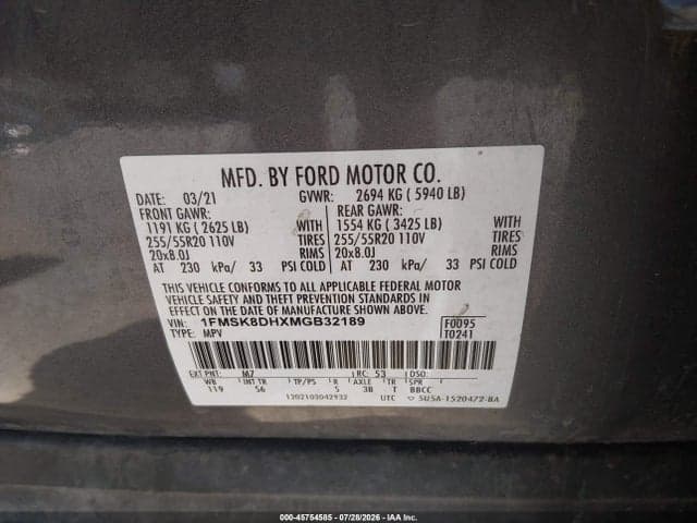 2021 FORD EXPLORER XLT 9