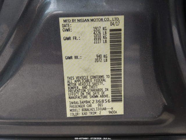 2017 NISSAN ALTIMA 2.5 SR 9